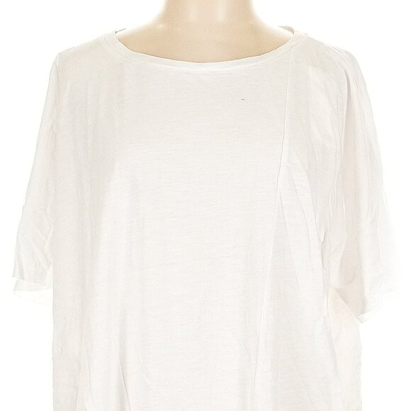 NWT Eileen Fisher White Organic Cotton Jersey Ballet Neck Tie-Waist Top Size XL - Picture 2 of 8